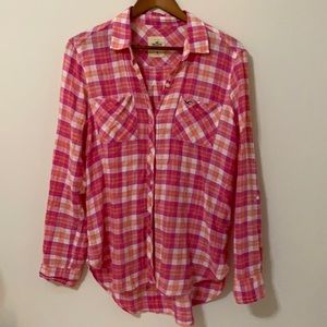 Hollister loose plaid shirt